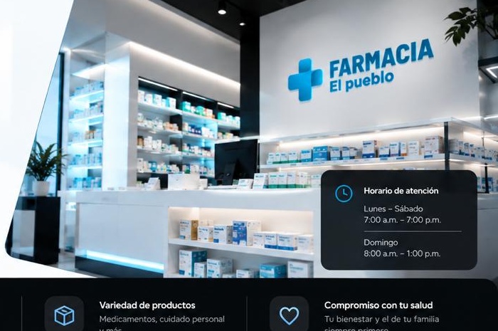 Interior moderno de Farmacia El Pueblo
